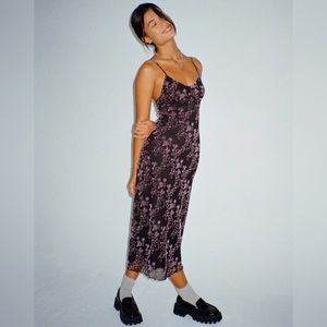 Motel Rocks Cotina Midi Dress in Butterfly Vine Black and Pink